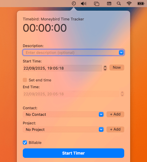 Timebird screenshot